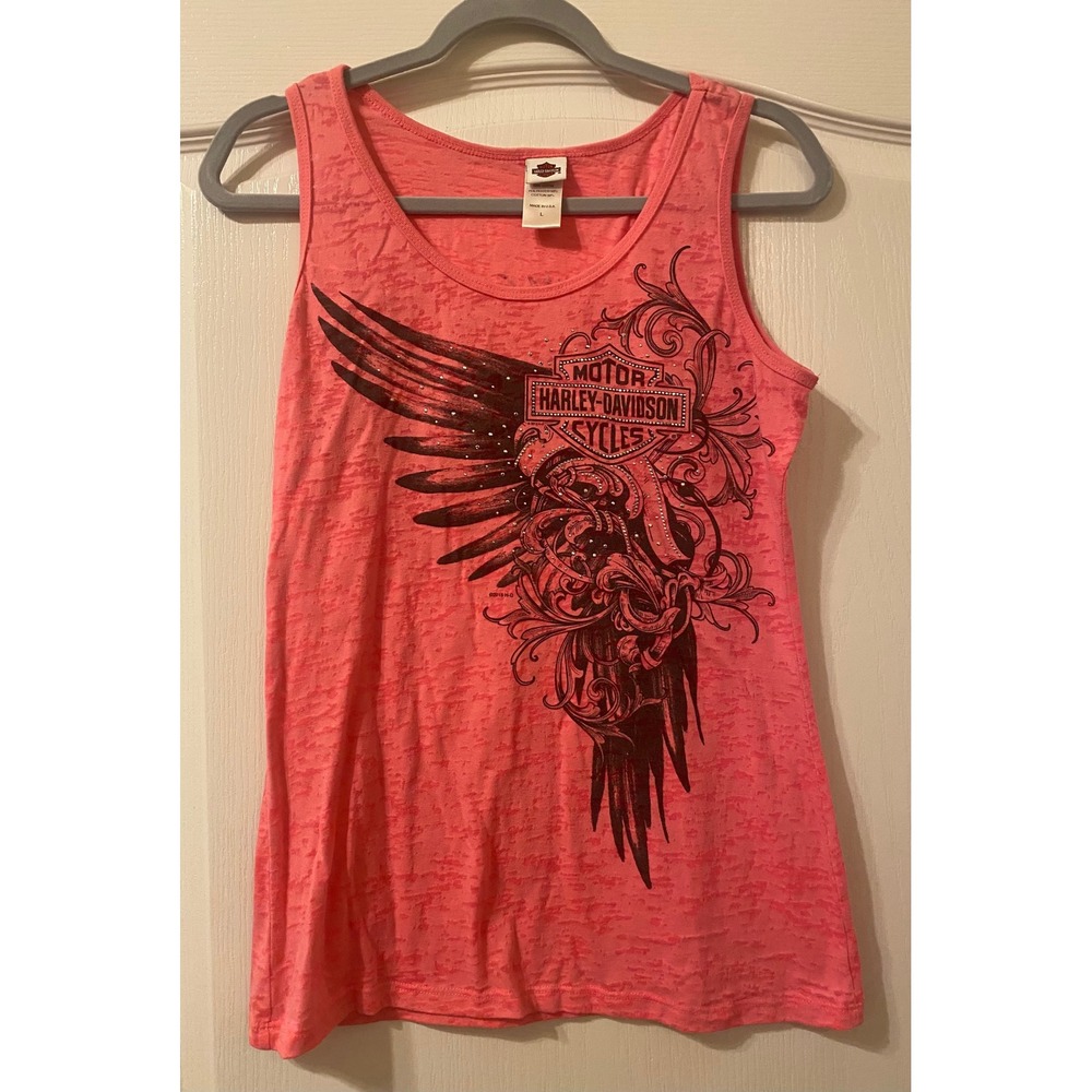 Harley-Davidson Restless Spirit Pink Burnout Tank Top Tulsa OK Route 66 Large